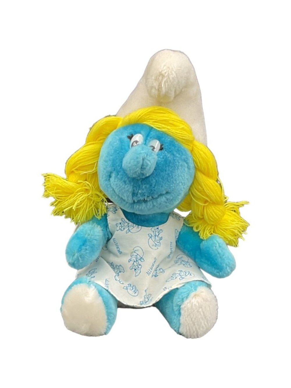 Vintage Peyo 1981 Smurfette Yarn Hair Plush Doll 80s Cartoon Kidcore Nostalgia